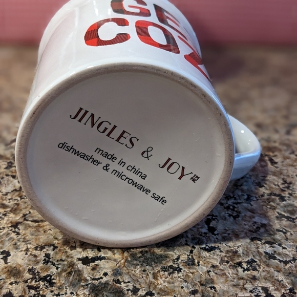 Christmas Winter Mug Cup Cozy Buffalo Plaid Red Black Glazed Ceramic Hot Cocoa - Picture 4 of 6